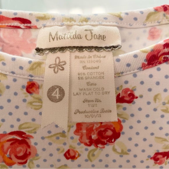 Matilda Jane Long Sleeve Top Girls Size 4 / Georgia Lace Ruffle Floral Rose - Picture 5 of 8